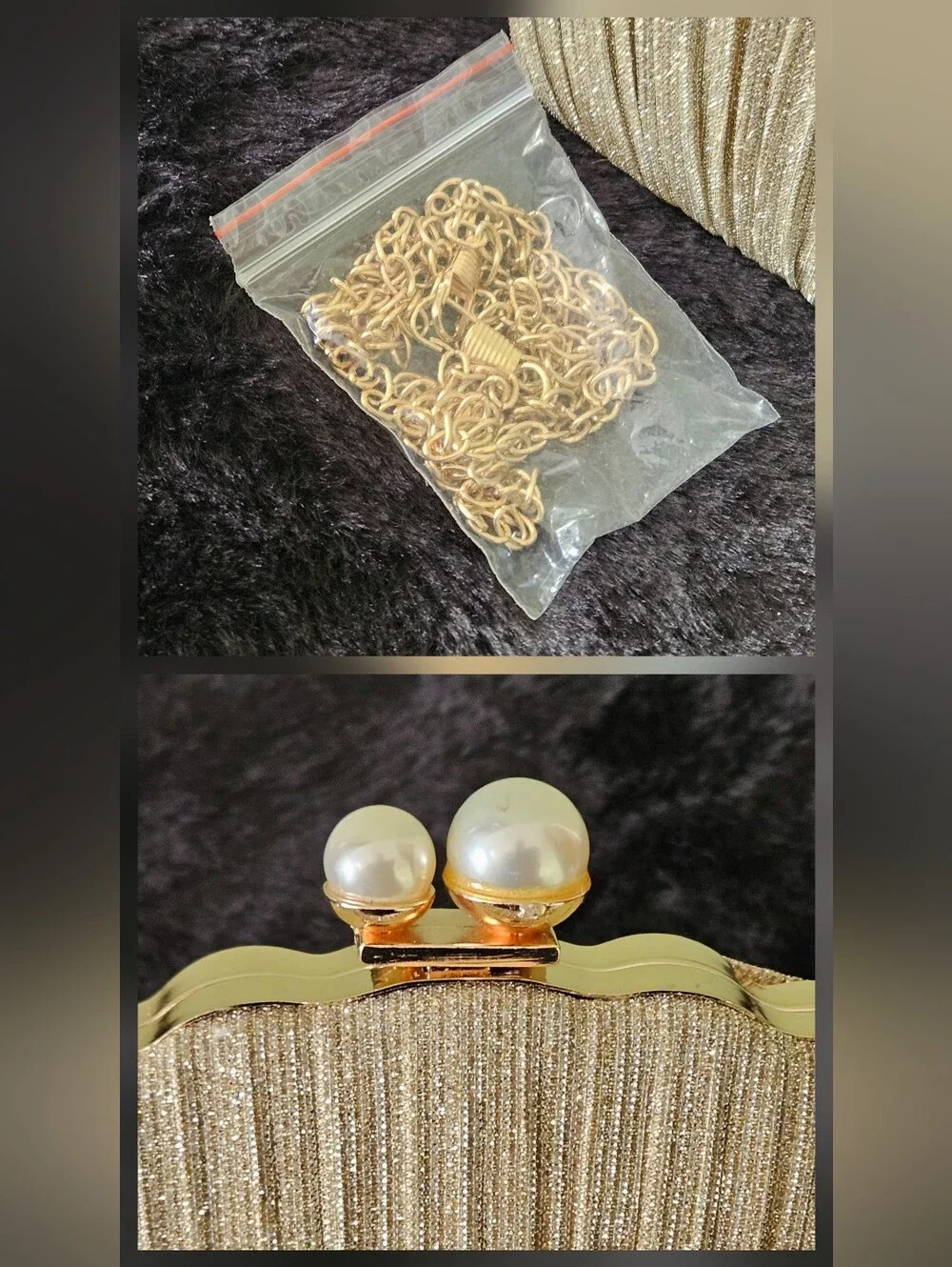 Ritzy NWOT Seashell Pearl Clutch/Bag in Gold